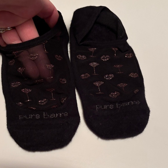 Pure Barre Socks. 1 has “Feeling Tucky” and 1 has glitter lips & glass - Picture 3 of 4